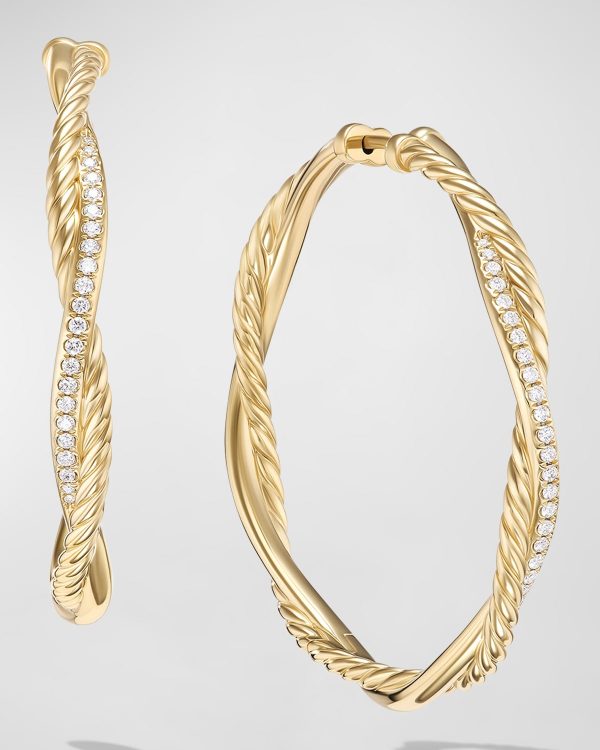 Petite Infinity Hoop Earrings in 18K Gold with Diamonds, 4mm, 1.65"L- sku219840147