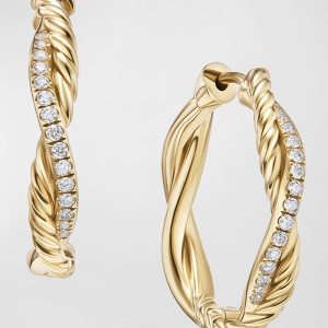 Petite Infinity Hoop Earrings with Diamonds in 18K Gold, 4mm, 0.68"L- sku219850003