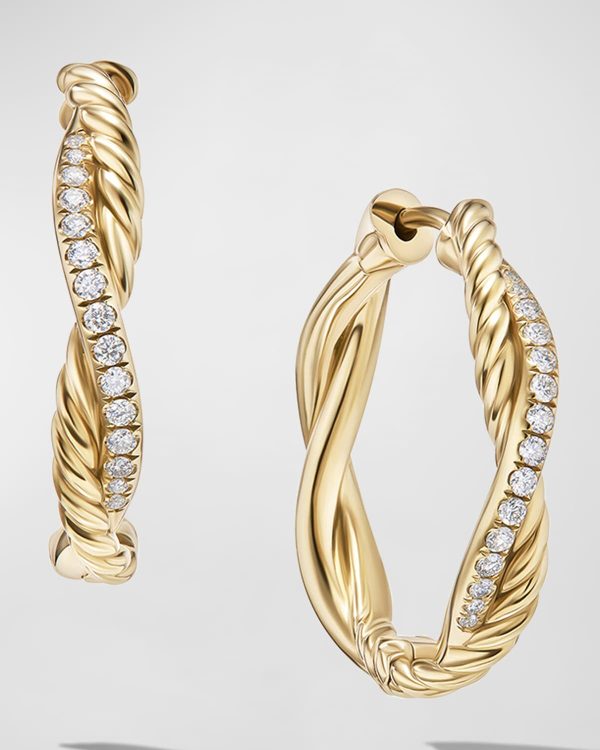 Petite Infinity Hoop Earrings with Diamonds in 18K Gold, 4mm, 0.68"L- sku219850003