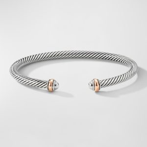 Cable Bracelet in Silver with 18K Gold, 4mm- sku218580111