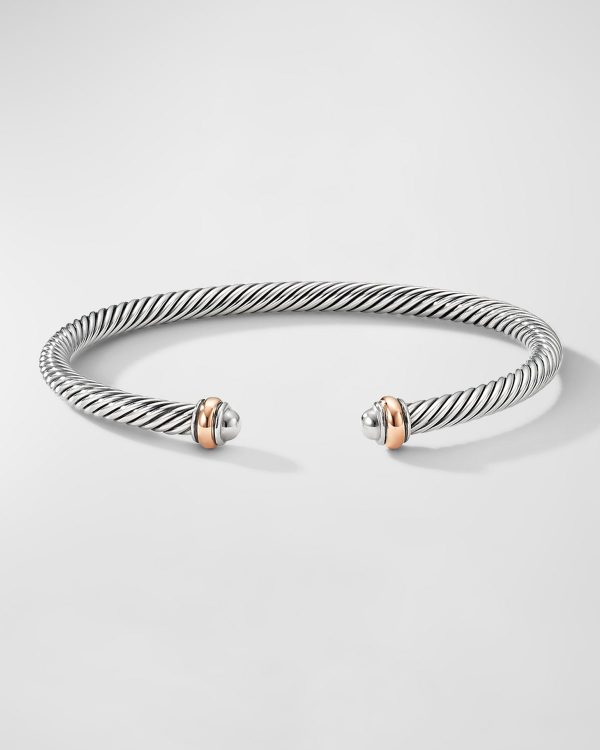 Cable Bracelet in Silver with 18K Gold, 4mm- sku218580111