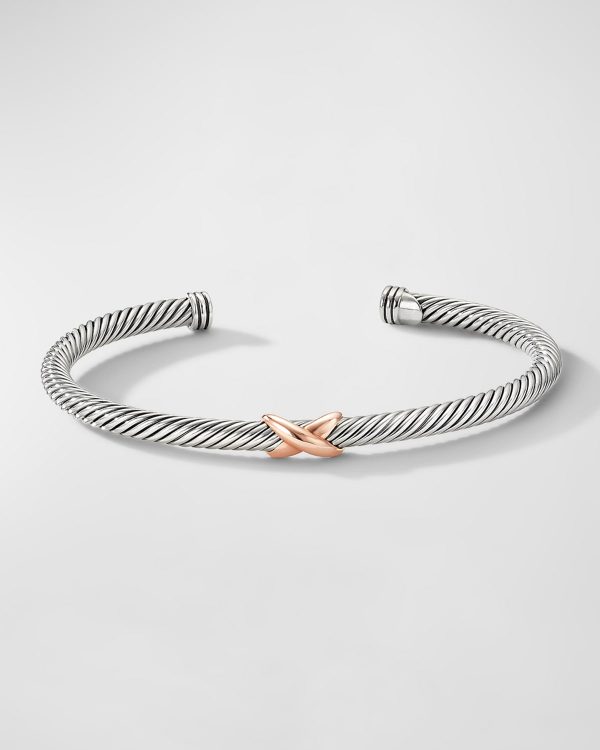Cable Bracelet in Silver with 18K Gold, 4mm- sku218590160