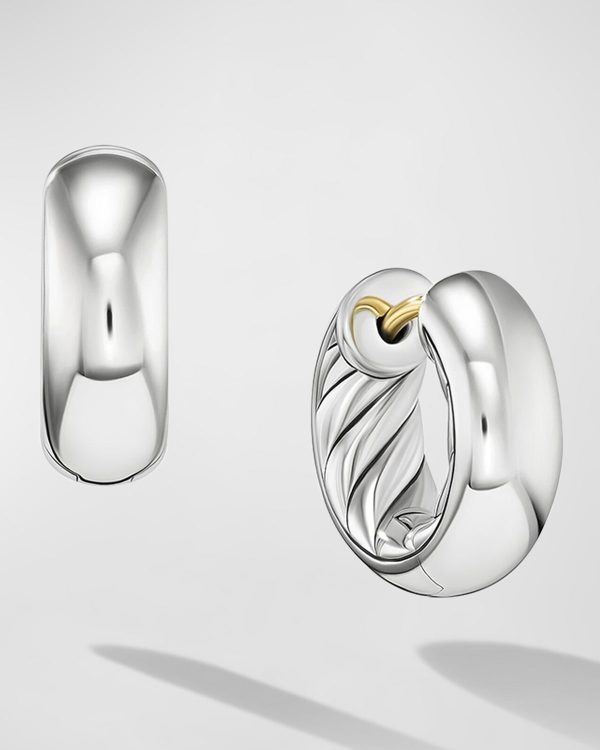 Sculpted Cable Huggie Hoop Earrings in Silver, 4.8mm, 0.5"L- sku218662506