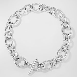 Mercer Necklace with Diamonds in Silver, 20-25mm, 18"L- sku218660900
