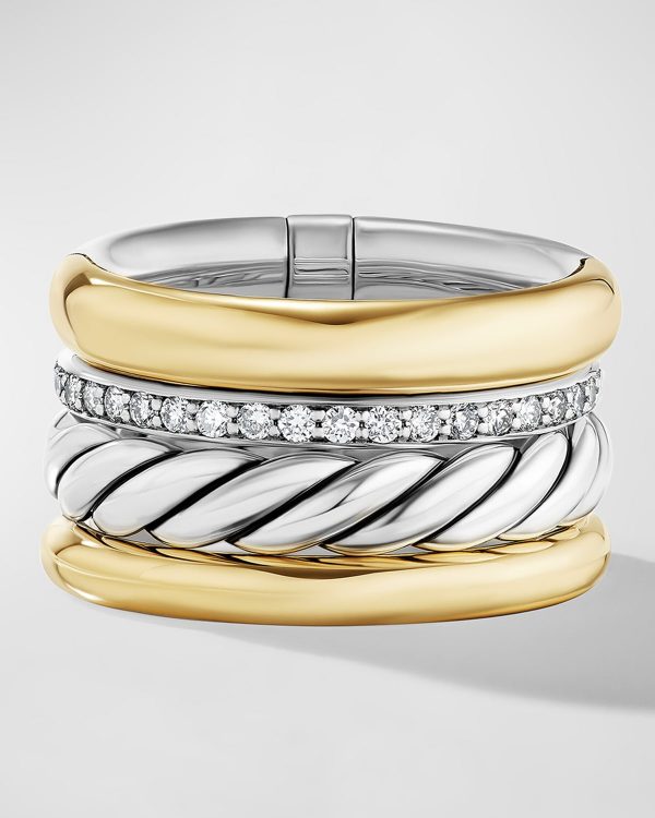 Mercer Ring with Diamonds in Silver and 18K Gold, 14mm- sku221390126