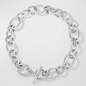 Mercer Necklace with Diamonds in Silver, 20-25mm, 18"L- sku218660914