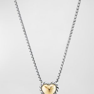 Cable Collectibles Heart Pendant Necklace in Silver with 18K Gold, 8.5mm, 17-18"L- sku218691021