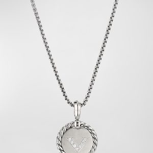 Cable Collectibles Initial Pendant with Diamonds in Silver, 28mm- sku218690765