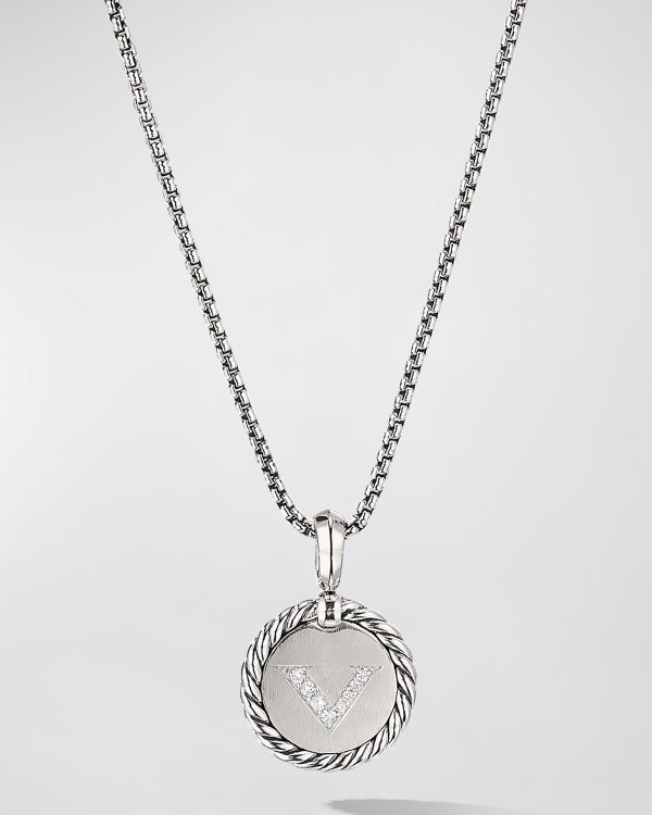 Cable Collectibles Initial Pendant with Diamonds in Silver, 28mm- sku218690765