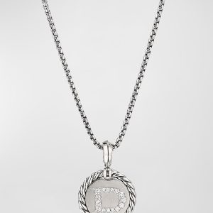 Cable Collectibles Initial Pendant with Diamonds in Silver, 28mm- sku218690394