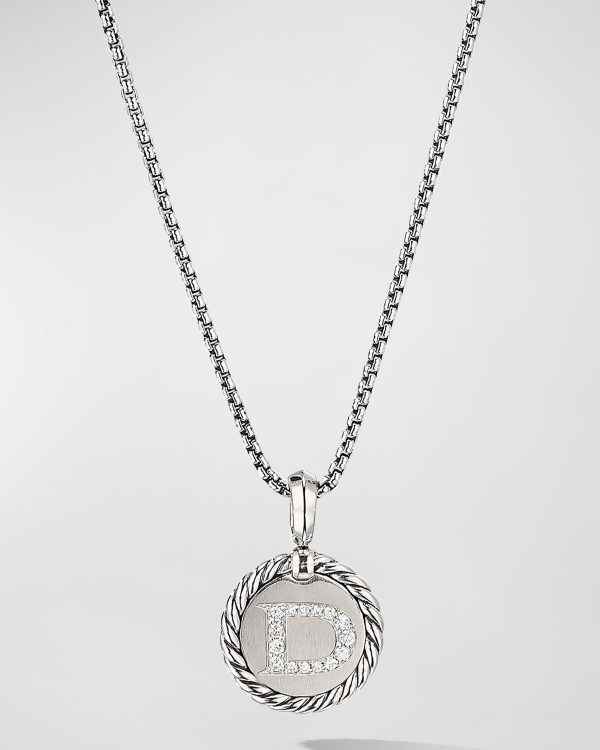 Cable Collectibles Initial Pendant with Diamonds in Silver, 28mm- sku218690394
