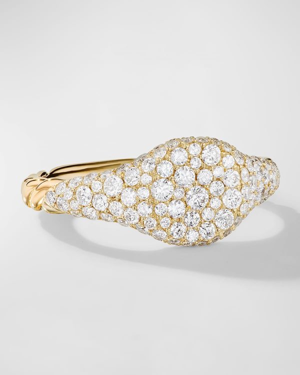 Sculpted Cable Pinky Ring with Diamonds in 18K Gold, 7mm, Size 5- sku221070146