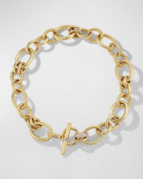 DY Mercer Necklace with Diamonds in 18K Gold, 20-25mm, 17"L- sku221400106