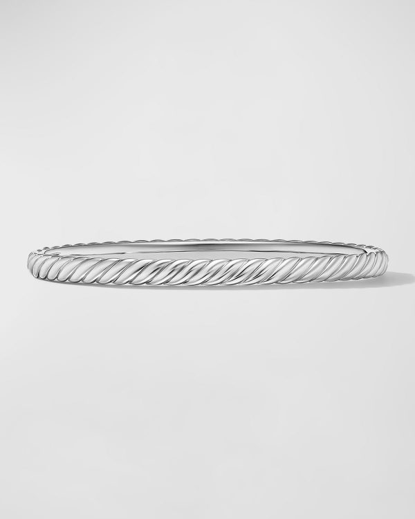 Sculpted Cable Bracelet in 18K White Gold, 4.5mm, Size S- sku221400115