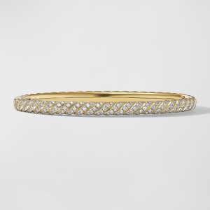 Sculpted Cable Bracelet with Diamonds in 18K Gold, 4.5mm, Size S- sku221400120