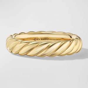 Sculpted Cable Band Ring in 18K Gold, 4.5mm, Size 7- sku221400128