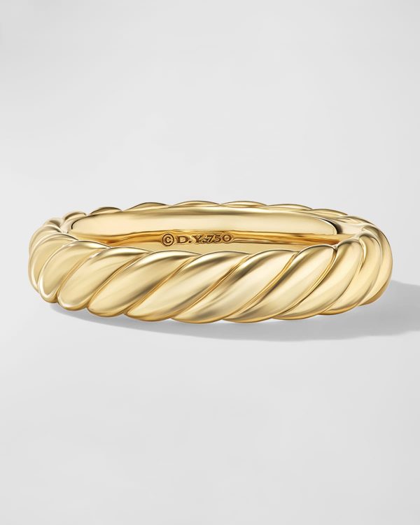 Sculpted Cable Band Ring in 18K Gold, 4.5mm, Size 7- sku221400128