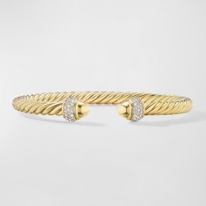 Cable Bracelet with Diamonds in 18K Gold, 5mm, Size S- sku222080118