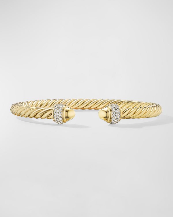 Cable Bracelet with Diamonds in 18K Gold, 5mm, Size S- sku222080118
