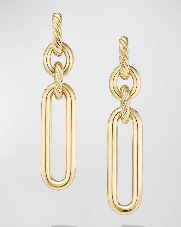 Lexington Double Link Drop Earrings in 18K Gold, 2"L- sku222080120