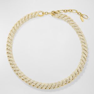 Sculpted Cable Necklace with Diamonds in 18K Gold, 8.5mm- sku222090047