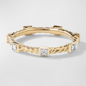 Cable Collectibles Stack Ring with Diamonds in 18K Gold, 2mm, Size 10- sku223050213