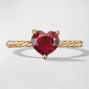 Chatelaine Heart Ring with Garnet in 18K Gold, 7mm- sku223040784