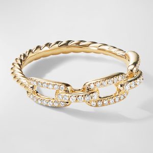 Stax Chain Link Ring with Diamonds in 18K Gold, 4.5mm, Size 9.5- sku223050430