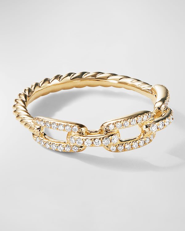 Stax Chain Link Ring with Diamonds in 18K Gold, 4.5mm, Size 9.5- sku223050430