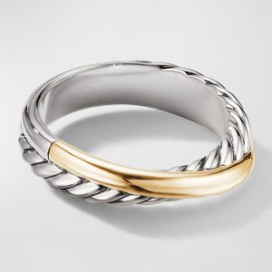 Crossover Band Ring in Silver with 18K Gold, 5.3mm, Size 9.5- sku223040145