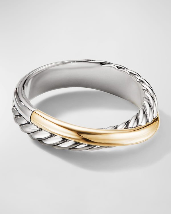 Crossover Band Ring in Silver with 18K Gold, 5.3mm, Size 9.5- sku223040145