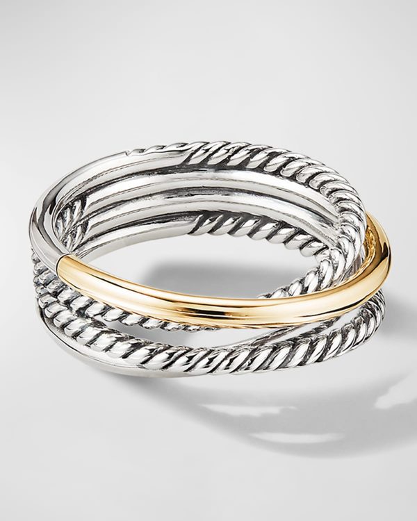Crossover Band Ring in Silver with 18K Gold, 6.8mm, Size 10- sku223040148
