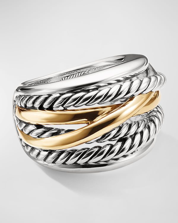 Crossover Ring in Silver with 14K Gold, 17mm, Size 9.5- sku223050269