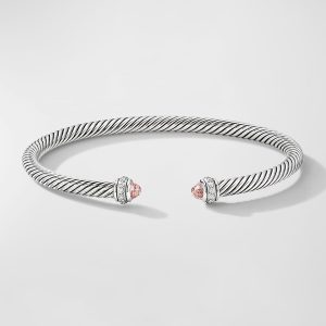 Cable Classics Bracelet with Morganite and Diamonds in Silver, 4mm- sku223051158