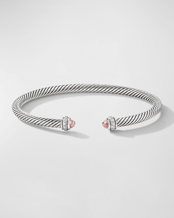 Cable Classics Bracelet with Morganite and Diamonds in Silver, 4mm- sku223051158