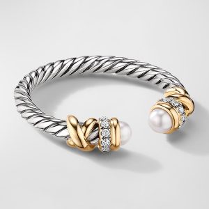 Petite Helena Ring with Pearls and Diamonds in Silver and 18K Gold, 2.5mm, Size 9.5- sku223050319