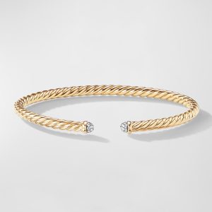 Cablespira Bracelet with Diamonds in 18K Gold, 4mm, Size M- sku167771686