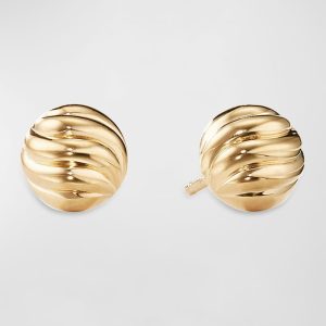 Sculpted Cable Stud Earrings in Gold- sku192080089