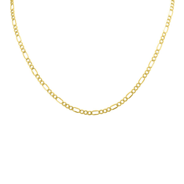 10K Yellow Gold 3.5mm Diamond Cut Oval Figaro Chain with Lobster Clasp - 18 Inch- ACCR58178