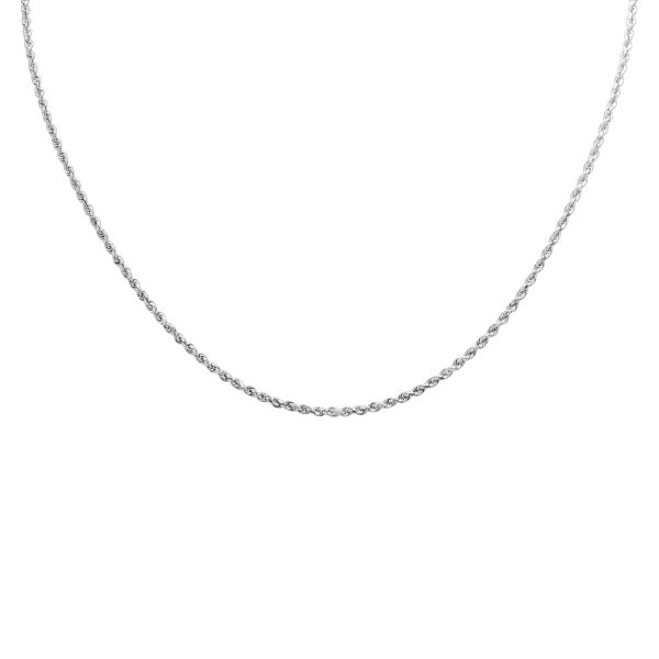 14K White Gold 2.25mm Diamond Cut Rope Chain with Lobster Clasp - 20 Inch- ACCR5818020