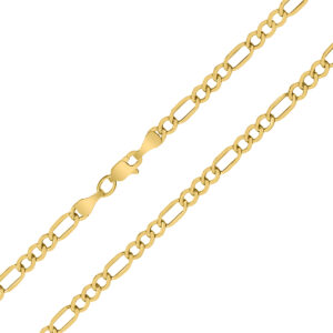 14K Yellow Gold 3.5mm Diamond Cut Oval Light Figaro Chain with Lobster Clasp - 20 Inch- ACCR5832120