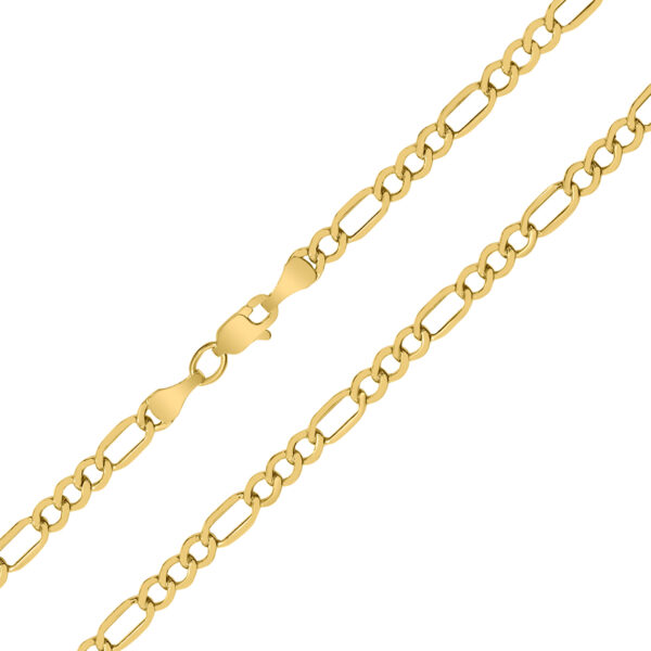 14K Yellow Gold 3.5mm Diamond Cut Oval Light Figaro Chain with Lobster Clasp - 20 Inch- ACCR5832120