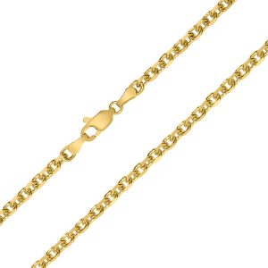 14K Yellow Gold 4mm Diamond Cut Classic Oval Cable Chain with Lobster Clasp - 22 Inch- ACCR5832222