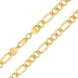 14K Yellow Gold 6.5mm Diamond Cut Oval Figaro Chain with Lobster Clasp - 18 Inch- ACCR5832318