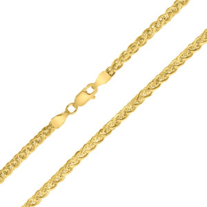 14K Yellow Gold 3.3mm Shiny Hollow Wheat Chain with Lobster Clasp - 20 Inch- ACCR5832520