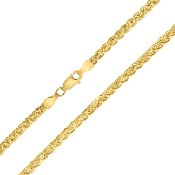 14K Yellow Gold 3.3mm Shiny Hollow Wheat Chain with Lobster Clasp - 20 Inch- ACCR5832520