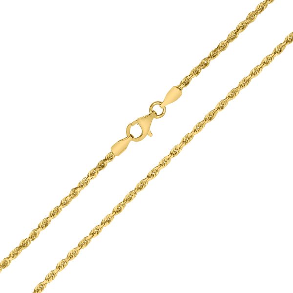 10K Yellow Gold 2.25mm Classic Diamond Cut Rope Chain with Lobster Clasp - 20 Inch- ACCR5833420