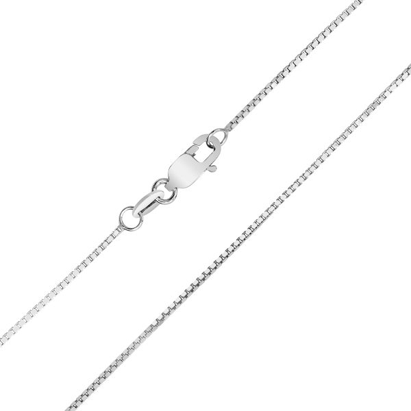 10K White Gold 0.8mm Box Chain with Lobster Clasp - 18 Inch- ACCR5845418