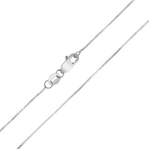 10K White Gold 0.45mm Box Chain with Lobster Clasp - 18 Inch- ACCR5845518