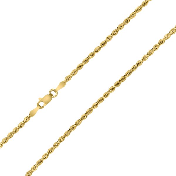 10K Yellow Gold 2MM Sparkle Rope Chain With Lobster Clasp - 24 Inch- ACCR5893024